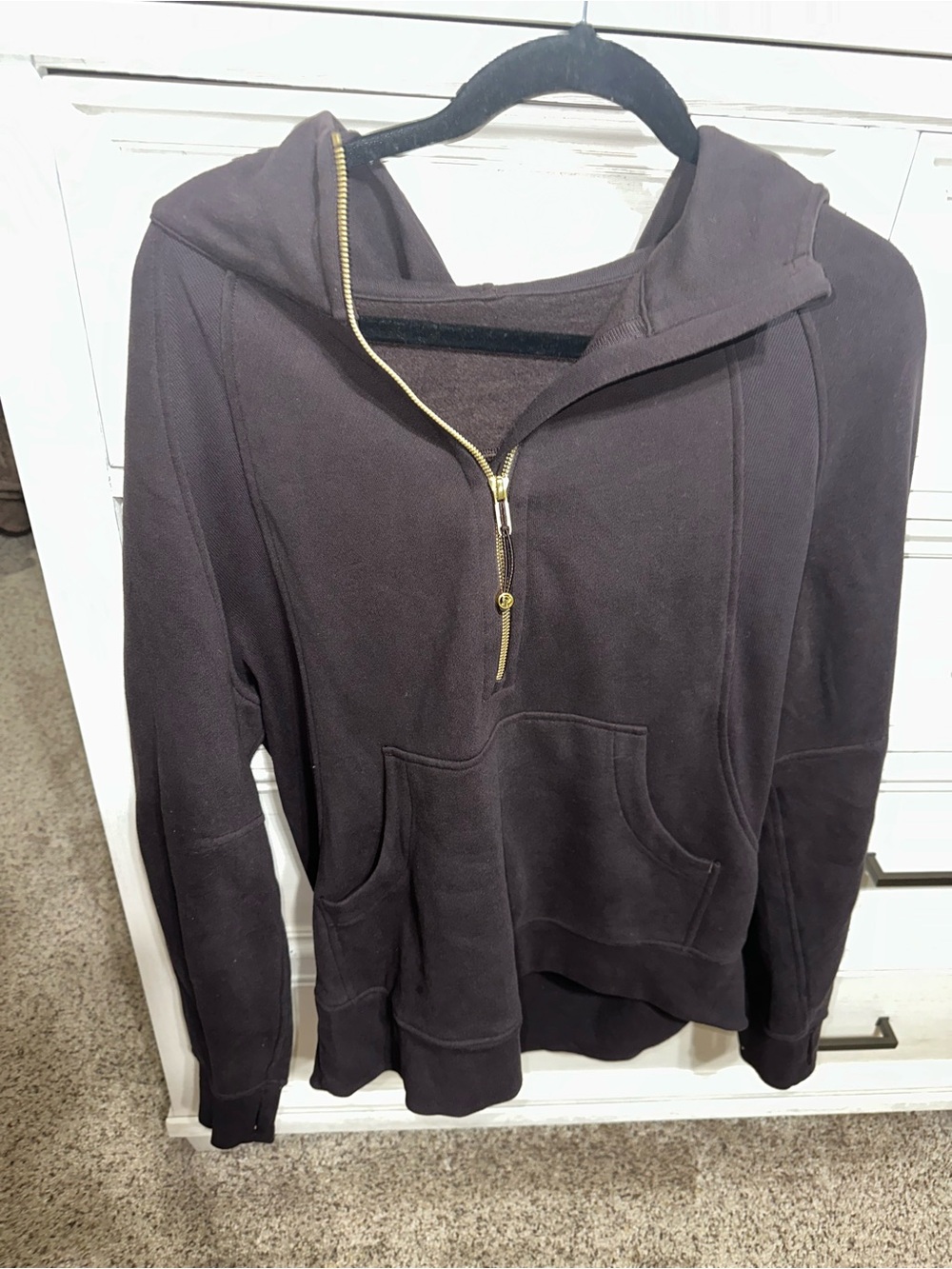 lululemon athletica Brown scuba 1/2 zip with Gold Zipper size M/L